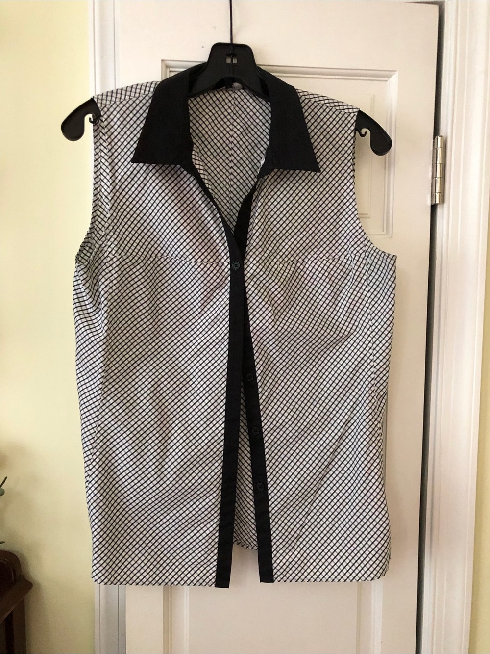 Lafayette 148 New York Black & White Sleeveless Button-Down Shirt
